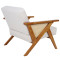 Armchair Claudia pakoworld fabric beige-pvc rattan-rubberwood natural