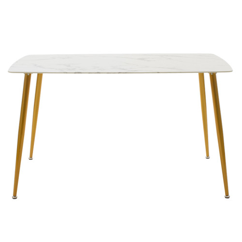 Dining table Paris pakoworld glass 8mm white marble-golden 150x80x75cm