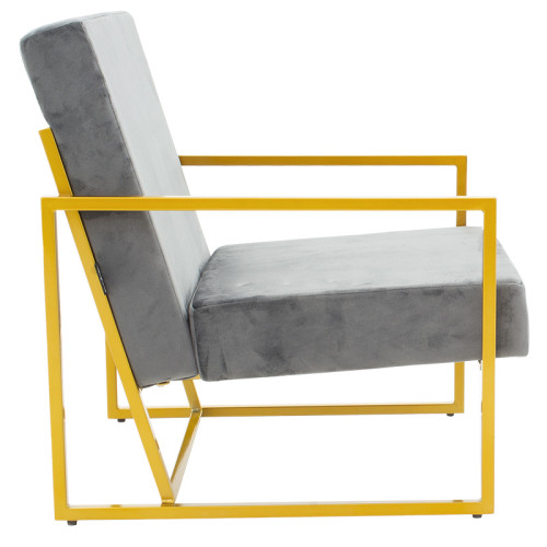 Armchair Evelyn pakoworld velvet dark grey-golden 62x79x77cm