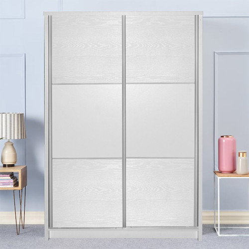 Wardrobe with 2 sliding doors Chase pakoworld in white colour 152.5x56.5x185cm Wardrobe with 2 sliding doors Chase pakoworld in white colour 152.5x56.5x185cm