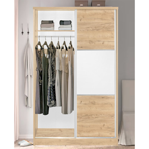 Wardrobe with 2 sliding doors Griffin pakoworld in natural mo colour 121x56.5x180.5cm