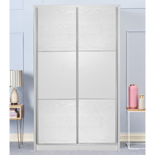 Wardrobe with 2 sliding doors Griffin pakoworld in white colour 121x56.5x180.5cm Wardrobe with 2 sliding doors Griffin pakoworld in white colour 121x56.5x180.5cm