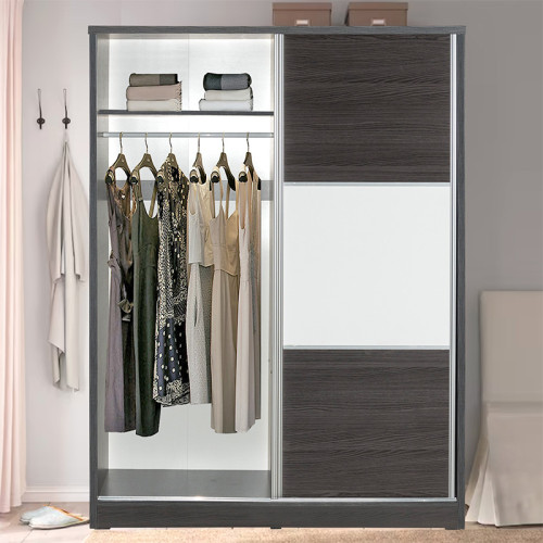 Wardrobe with 2 sliding doors Chase pakoworld in wenge eo colour 152.5x56.5x185cm