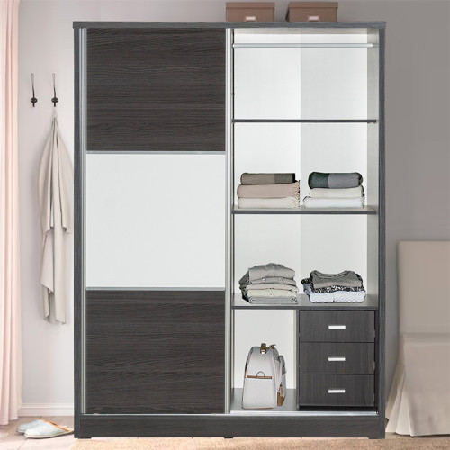 Wardrobe with 2 sliding doors Chase pakoworld in wenge eo colour 152.5x56.5x185cm Wardrobe with 2 sliding doors Chase pakoworld in wenge eo colour 152.5x56.5x185cm