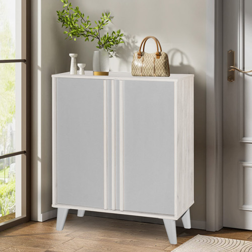 Shoe cabinet Milana pakoworld white sm-grey 74x38x95cm