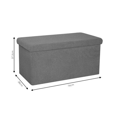 Stool-trunk Forward pakoworld bouclé fabric anthracite 76x38x37.5cm