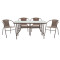 Garden dining set 5pcs Ensure-Obbi pakoworld metal-glass brown 140x80x70cm