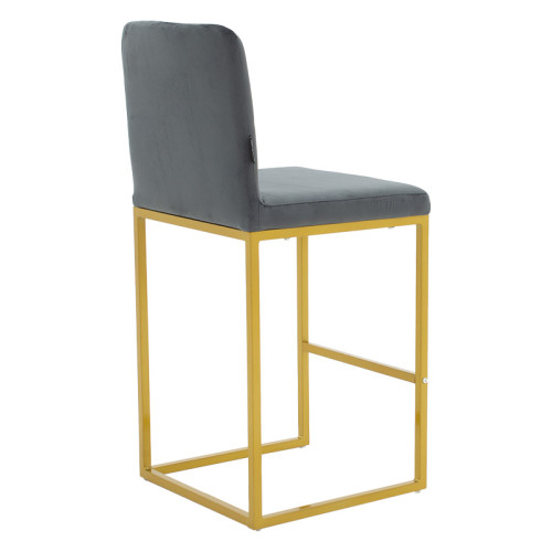 Bar Stool Hydro metal golden legs-velvet dark grey