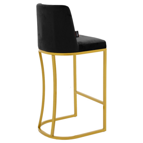 Bar Stool Impartial metal golden legs-velvet black 106 cm high