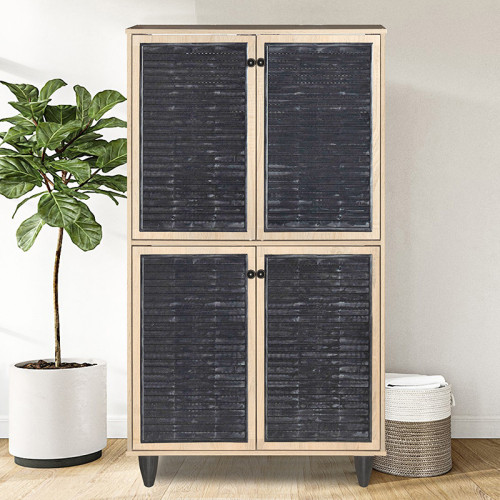 Shoe cabinet Ronan pakoworld natural aso 70.5x35x122cm