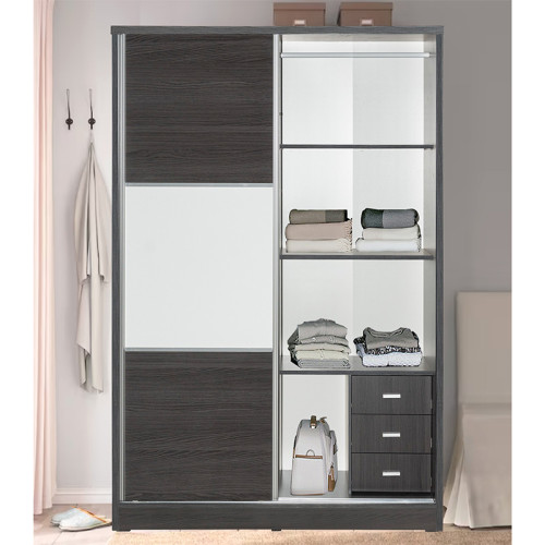 Wardrobe with 2 sliding doors Griffin pakoworld in wenge eo colour 121x56.5x180.5cm Wardrobe with 2 sliding doors Griffin pakoworld in wenge eo colour 121x56.5x180.5cm