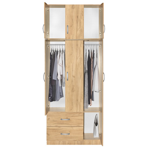 3 door wardrope and cabinet Zelia pakoworld natural 90x42x180cm