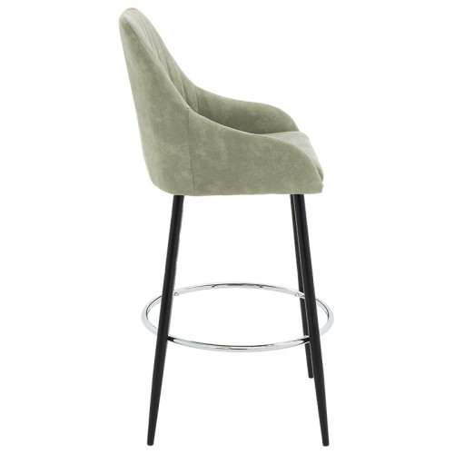 Бар стол Коди метални черни крака - дамаска антик светло сив цвят