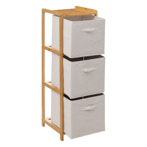 3-tier floor shelf Lardy pakoworld bambou natural-white 35x33x109.5cm