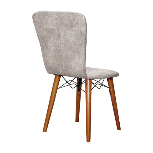 Chair Sonora I pakoworld fabric grey antique-walnut leg