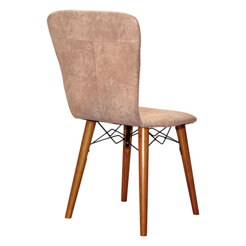 Chair Sonora I pakoworld fabric beige antique-walnut leg