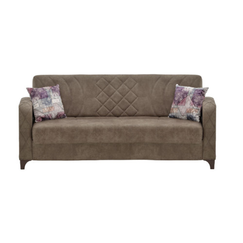 3 seat sofa - bed Jareth pakoworld fabric beige-brown 205x60x85cm 3 seat sofa - bed Jareth pakoworld fabric beige-brown 205x60x85cm
