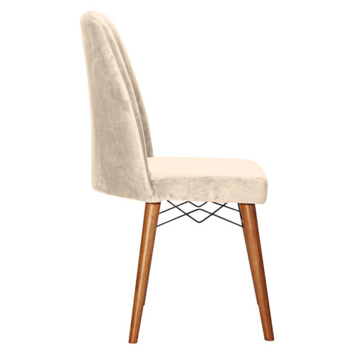 Vespera I pakoworld velvet chair ecru-walnut leg Vespera I pakoworld velvet chair ecru-walnut leg