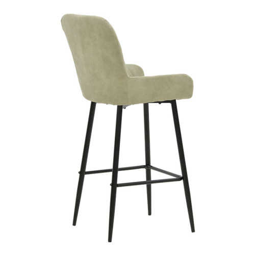 Bar Stool Delicacy metal black legs-fabric antique grey-green color 47x43x100cm