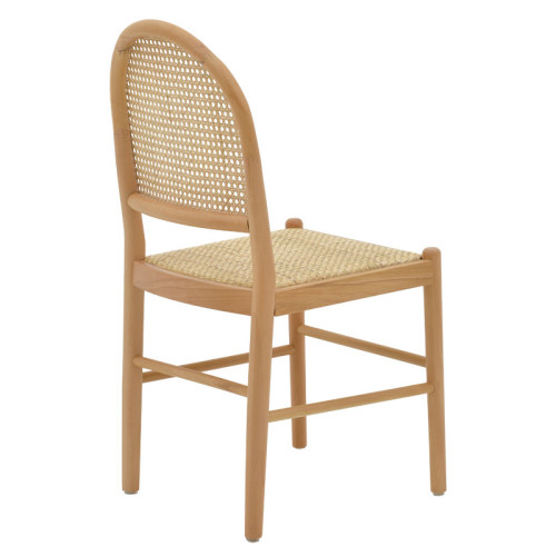 Chair Alessia pakoworld natural beech wood- rattan natural 43x40x89cm