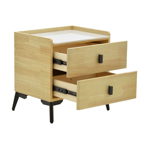 Bedside Alessio pakoworld mdf natural-black metal 46x37x47cm Bedside Alessio pakoworld mdf natural-black metal 46x37x47cm