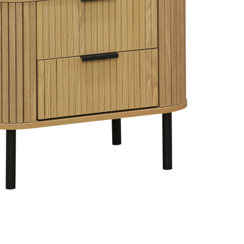 Nightstand Eventful pakoworld  with 2 drawers in natural color with black legs 57x42x50cm Nightstand Eventful pakoworld  with 2 drawers in natural color with black legs 57x42x50cm