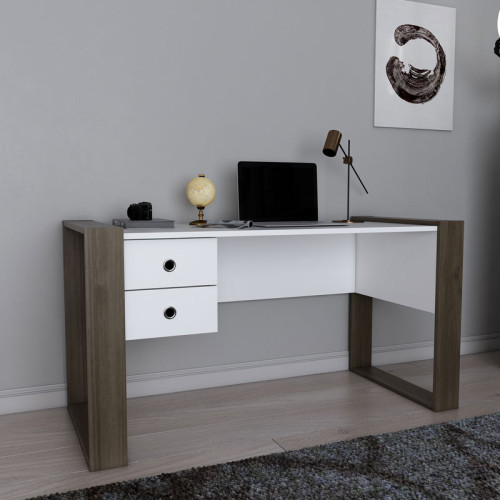 Work desk Astin pakoworld melamine white-walnut 138x60x72cm