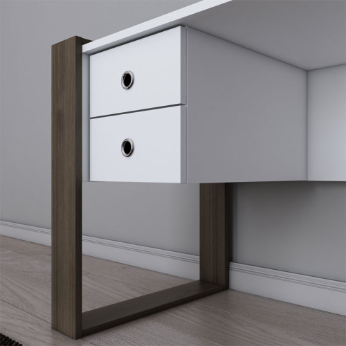 Work desk Astin pakoworld melamine white-walnut 138x60x72cm Work desk Astin pakoworld melamine white-walnut 138x60x72cm