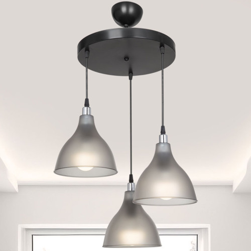 3-light ceiling lamp Orazio pakoworld E27 dark grey-black D40x80cm