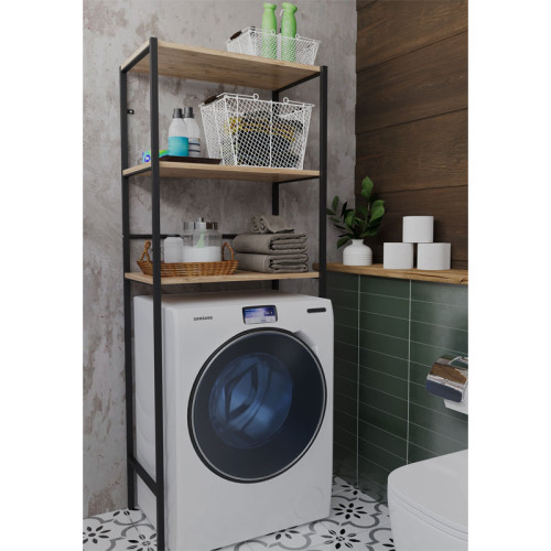 Laundry cabinet Zermin pakoworld metal-melamine natural-black 70x25x150cm