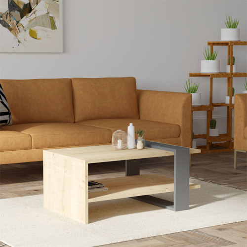 Coffee table Yuze pakoworld natural-dark grey 80x50x35cm