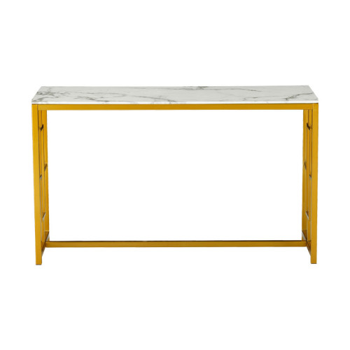 Console Eccento pakoworld golden-marble look top 8mm 120x40x71.5cm