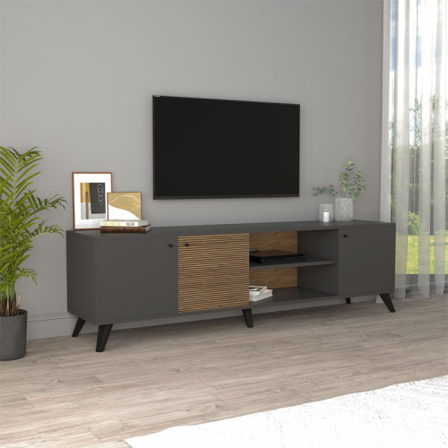 Tv stand Flipter pakoworld melamine dark grey-sonoma-black 180x40x51cm