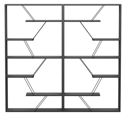 Bookcase Tars pakoworld dark grey-black 168x24x157cm