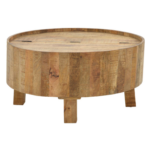 Storage coffee table Darian pakoworld solid mango wood walnut D90x45cm