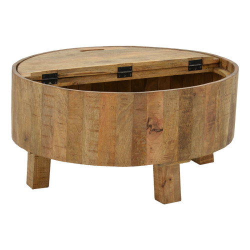 Storage coffee table Darian pakoworld solid mango wood walnut D90x45cm