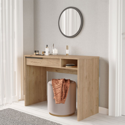 Dressing table with mirror Dorjie pakoworld melamine natural-dark grey 100x44.5x75cm