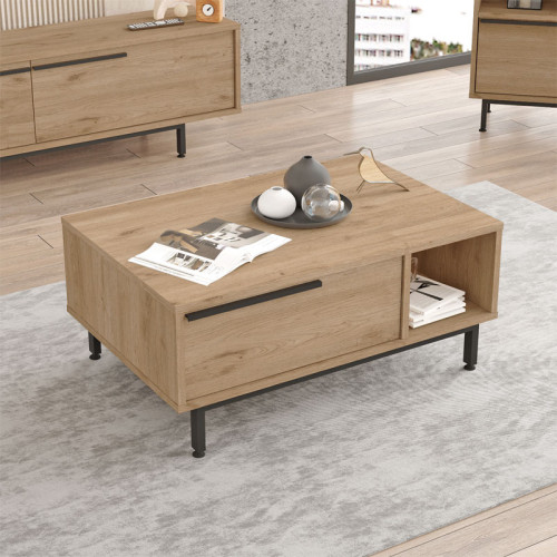 Coffee table Frixton pakoworld melamine natural-black 90x60x37.5cm