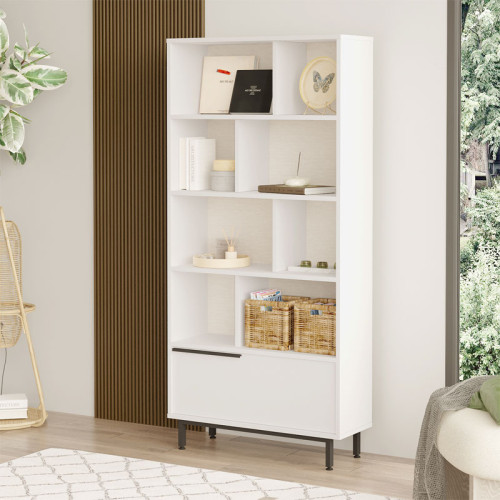 Bookcase Libro pakoworld melamine white-black 84x29.5x175.5cm