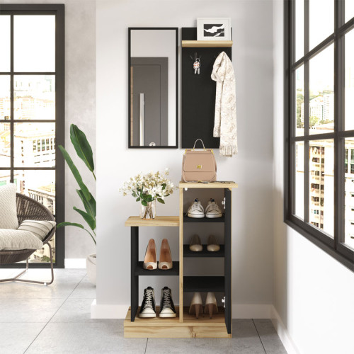 Портманто за антре Wizbo черен-натурален 61x37x82.5cm DIOMMI 176-000136