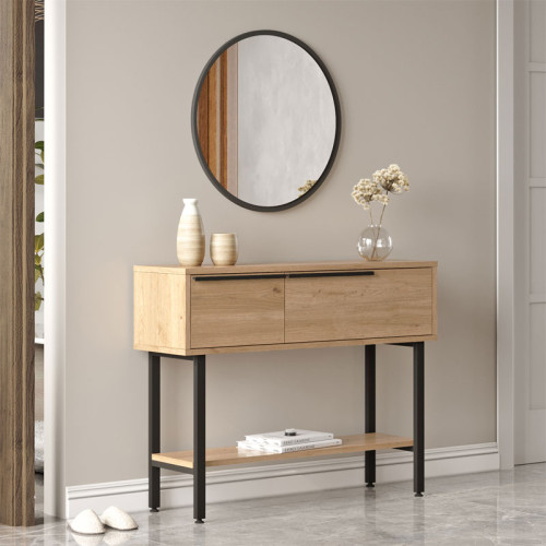 Dressing table with mirror Wardio pakoworld melamine natural-black 100x29.5x76cm