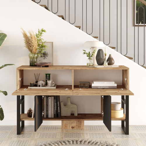 Buffet Jaydon pakoworld melamine natural-black 139x43x83.5cm Buffet Jaydon pakoworld melamine natural-black 139x43x83.5cm