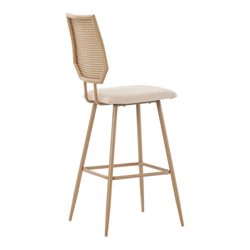 Bar stool Camilla pakoworld pe rattan natural-fabric natural-metal natural 47.5x58x81cm