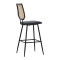 Bar stool Camilla pakoworld pe rattan natural-pu black-metal black 47.5x58x81cm