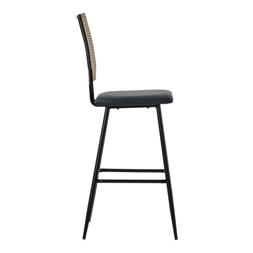 Bar stool Camilla pakoworld pe rattan natural-pu black-metal black 47.5x58x81cm Bar stool Camilla pakoworld pe rattan natural-pu black-metal black 47.5x58x81cm