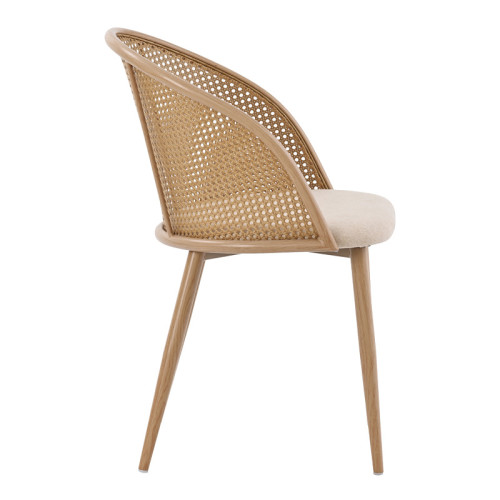 Riccardo chair pakoworld pe rattan beige-fabric beige-metal natural 56x52x82cm