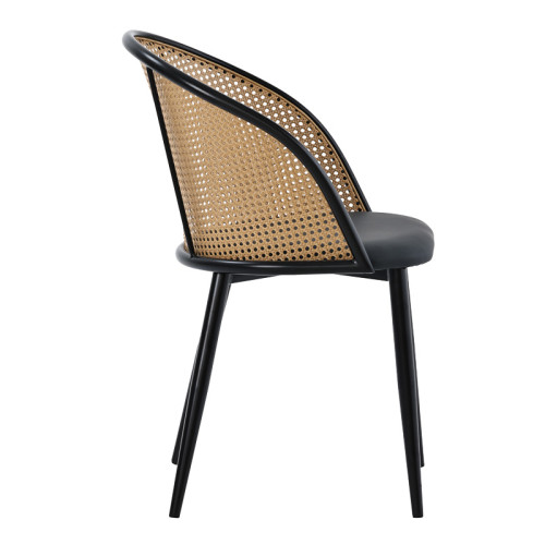 Riccardo chair pakoworld pe rattan beige-pu black grey-metal black 56x52x82cm