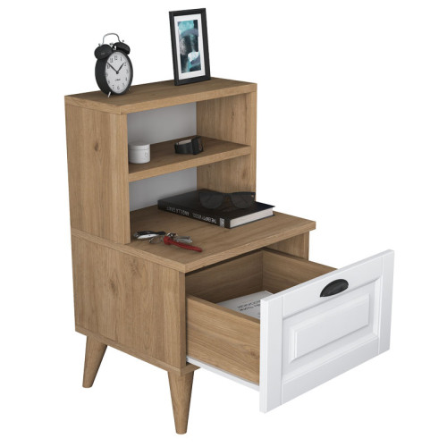 Bedside Rusta pakoworld melamine-mdf sonoma-white 45x40x74.5cm Bedside Rusta pakoworld melamine-mdf sonoma-white 45x40x74.5cm