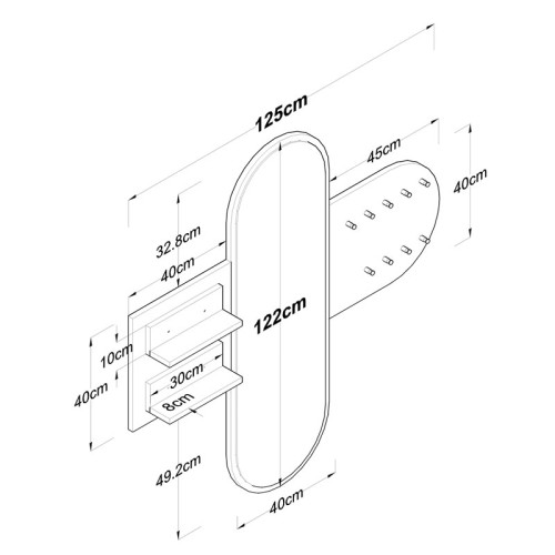 Wall hanger Baunty pakoworld with mirror white-black marble 125x8x122cm Wall hanger Baunty pakoworld with mirror white-black marble 125x8x122cm