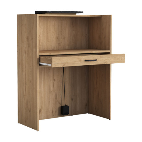 Reception desk Zowel pakoworld melamine natural-black marble 90x40x110cm